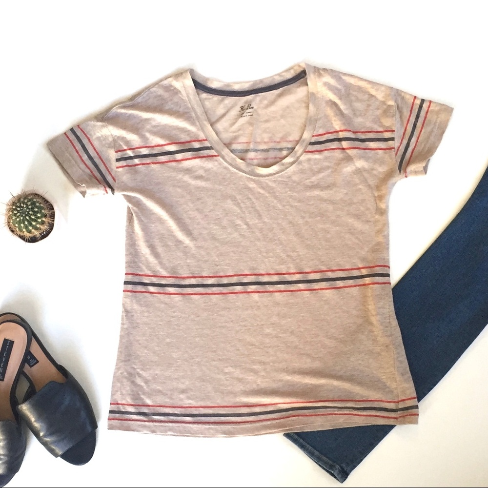 Madewell Hi-line Tan Linen Tee Shirt XS